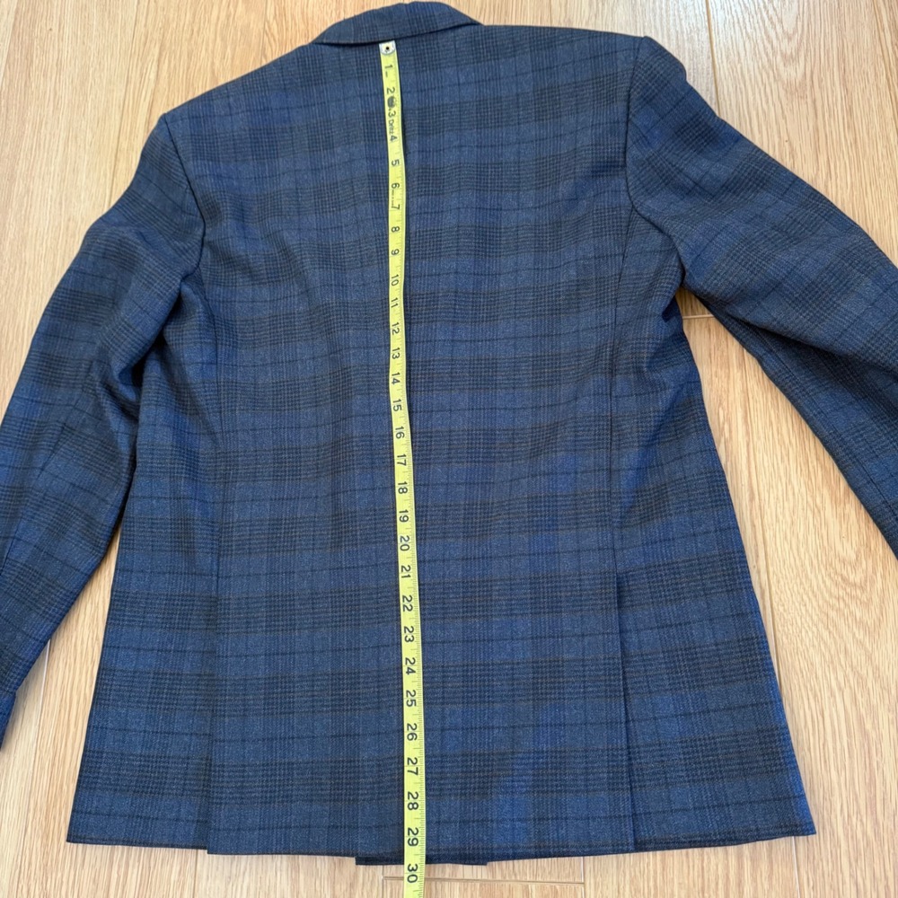 French Crown Suit Mens 42 34x31.5 Gray Blue Plaid Double Breasted AMAZING Wool - Picture 8 of 16